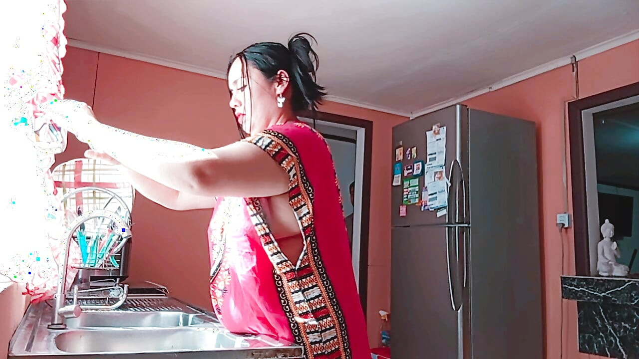 Indian stepmother gets fucked hard in the kitchen – rough sex